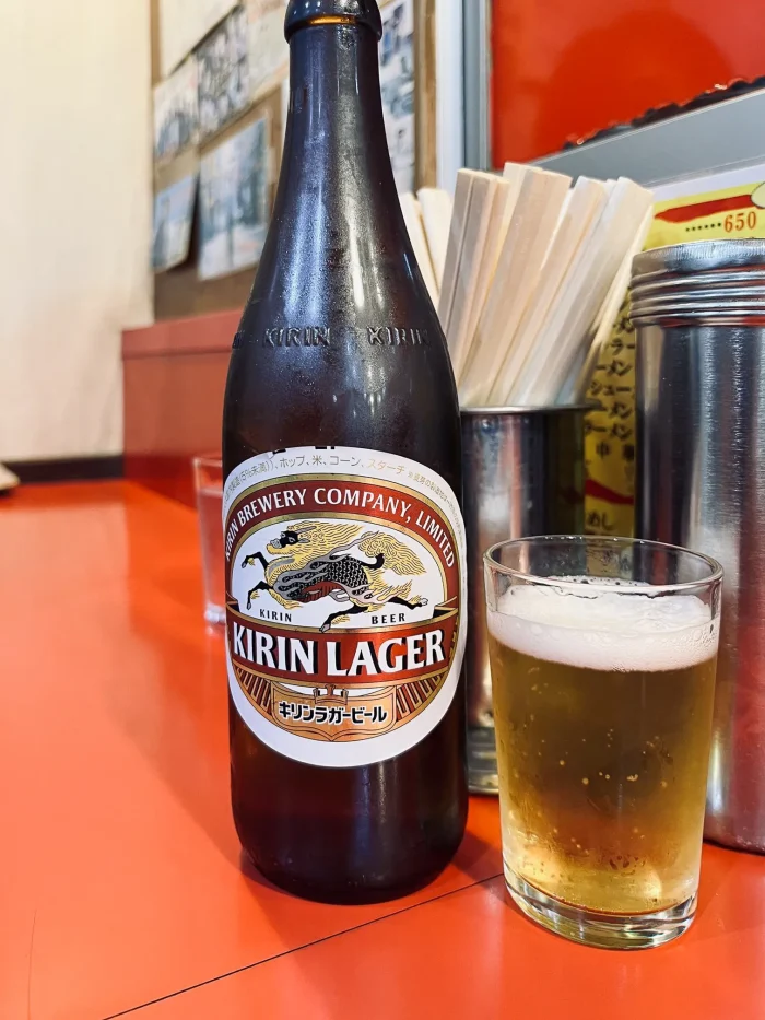 瓶ビールで乾杯